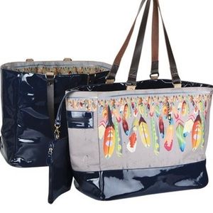 Storiatipic Paris LARGE Southwestern blue overnight bag with Native American art